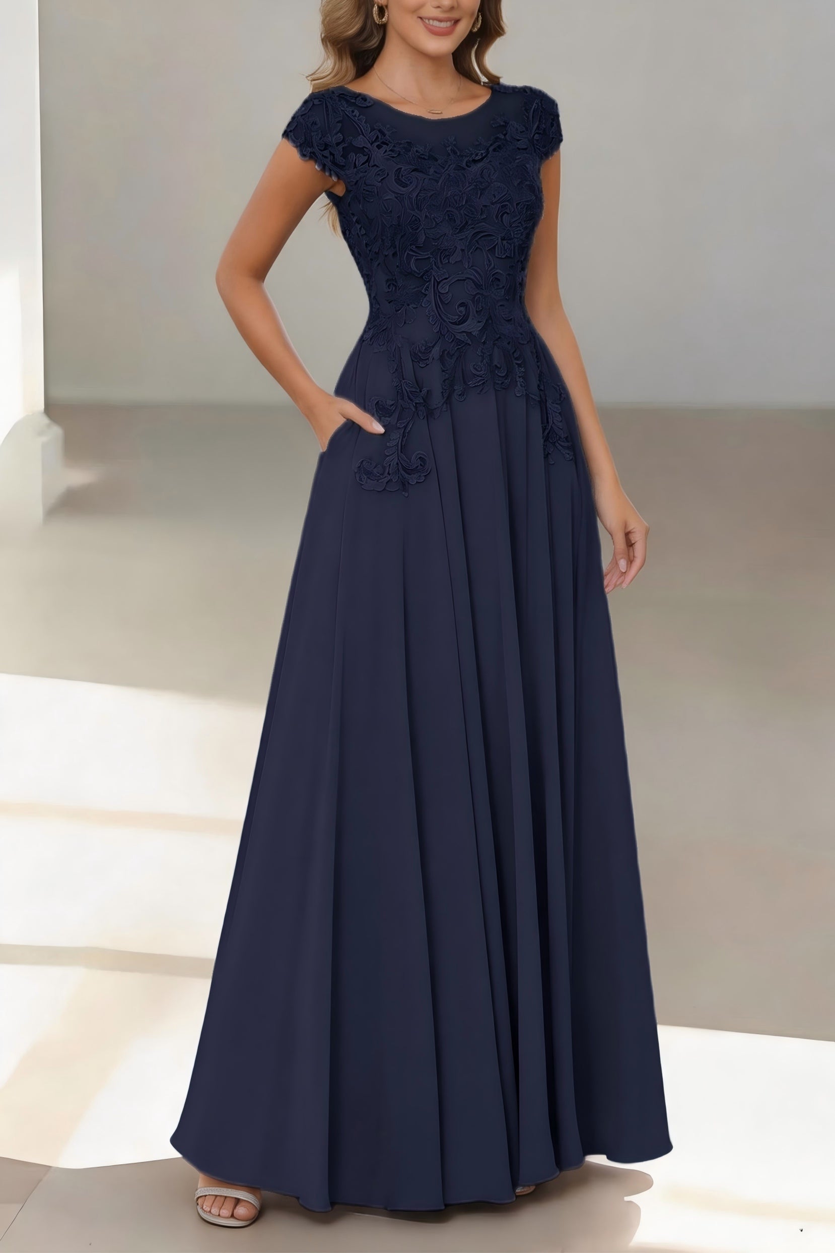 Elegant A Line Floor Length Chiffon Mother of the Bride Dress Mother of the Bride Dress