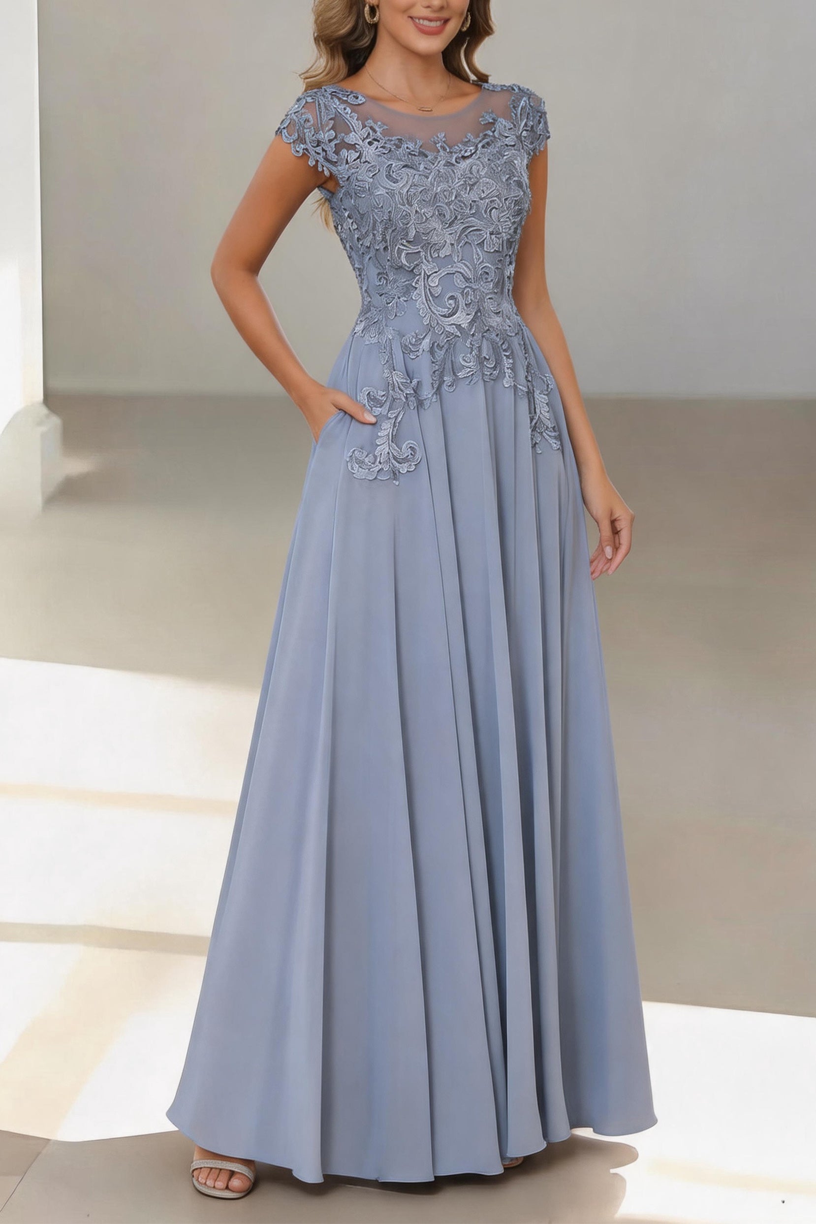 Elegant A Line Floor Length Chiffon Mother of the Bride Dress Mother of the Bride Dress