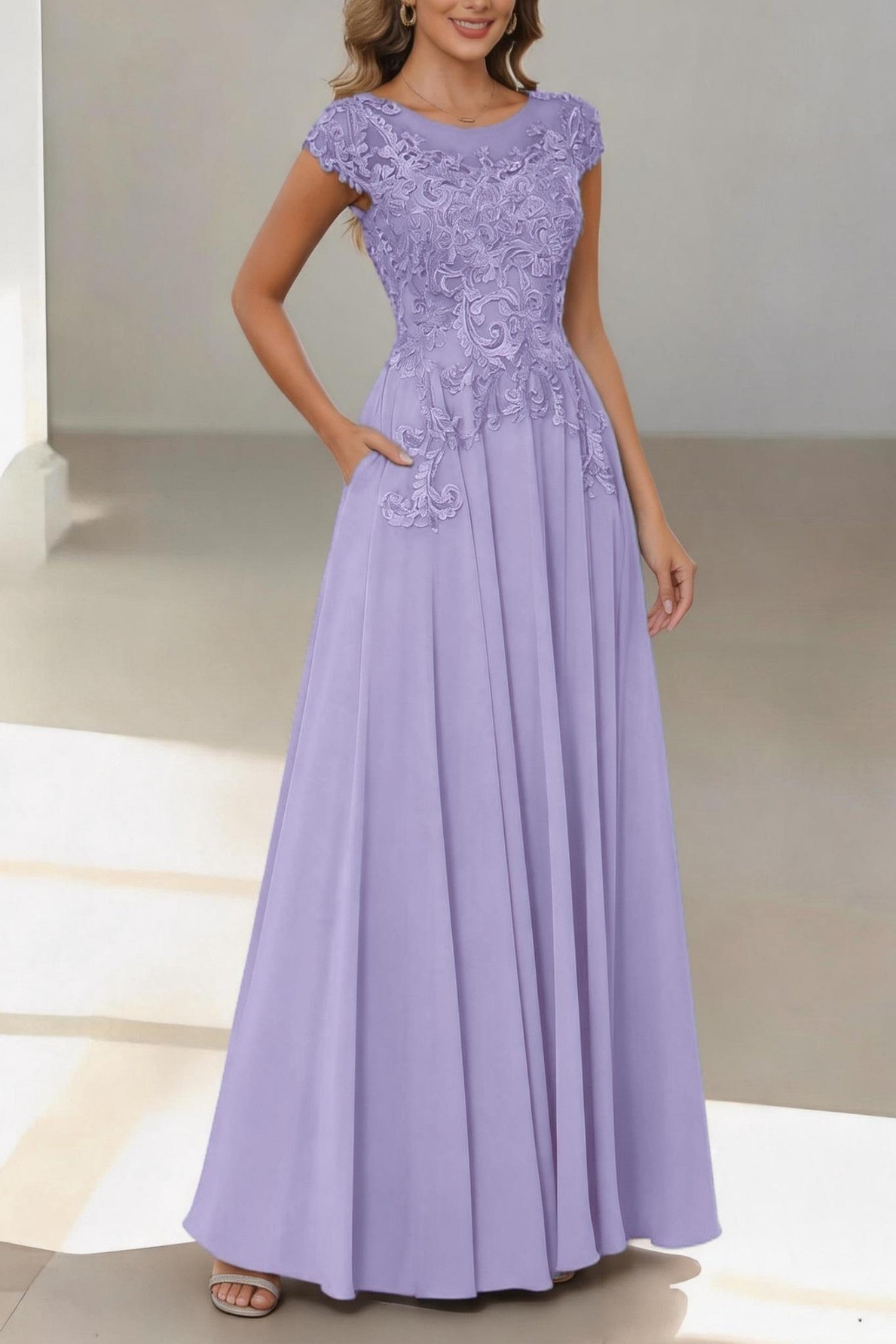 Elegant A Line Floor Length Chiffon Mother of the Bride Dress Mother of the Bride Dress