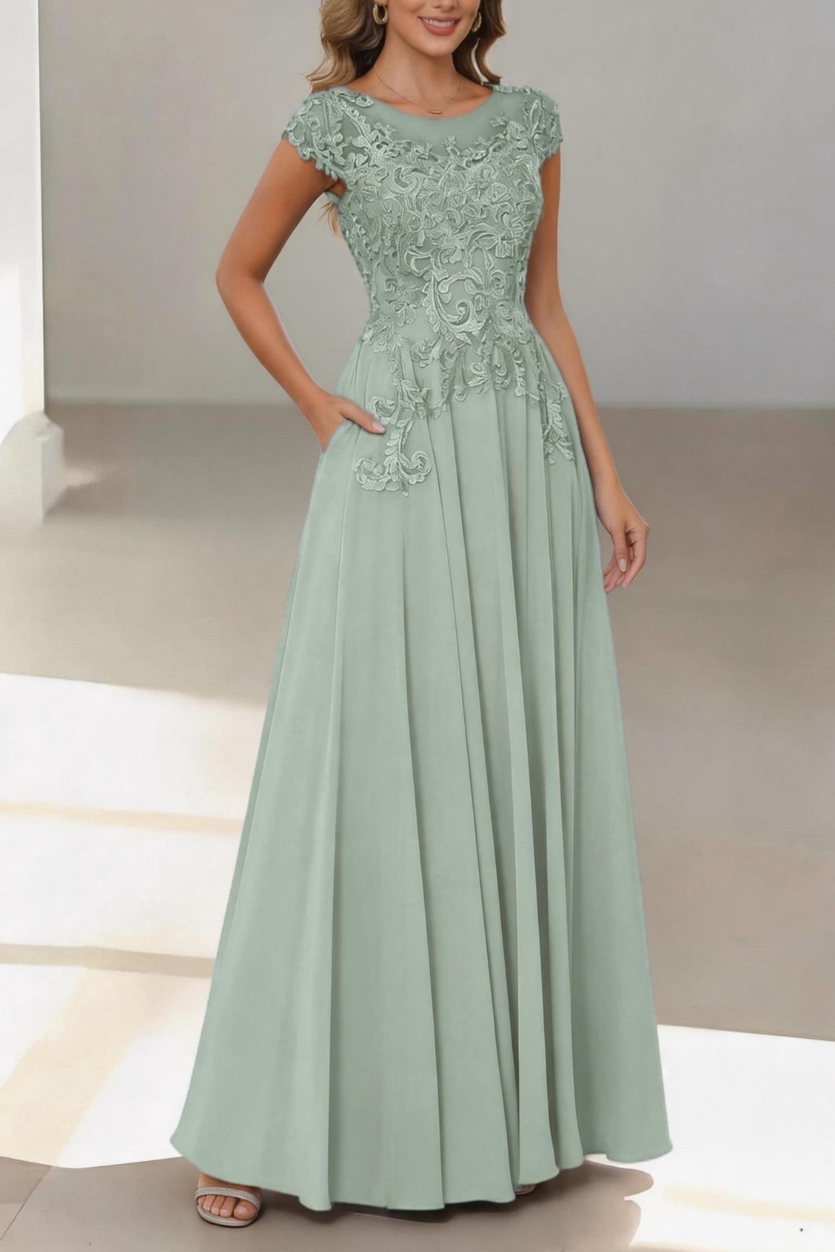 Elegant A Line Floor Length Chiffon Mother of the Bride Dress Mother of the Bride Dress