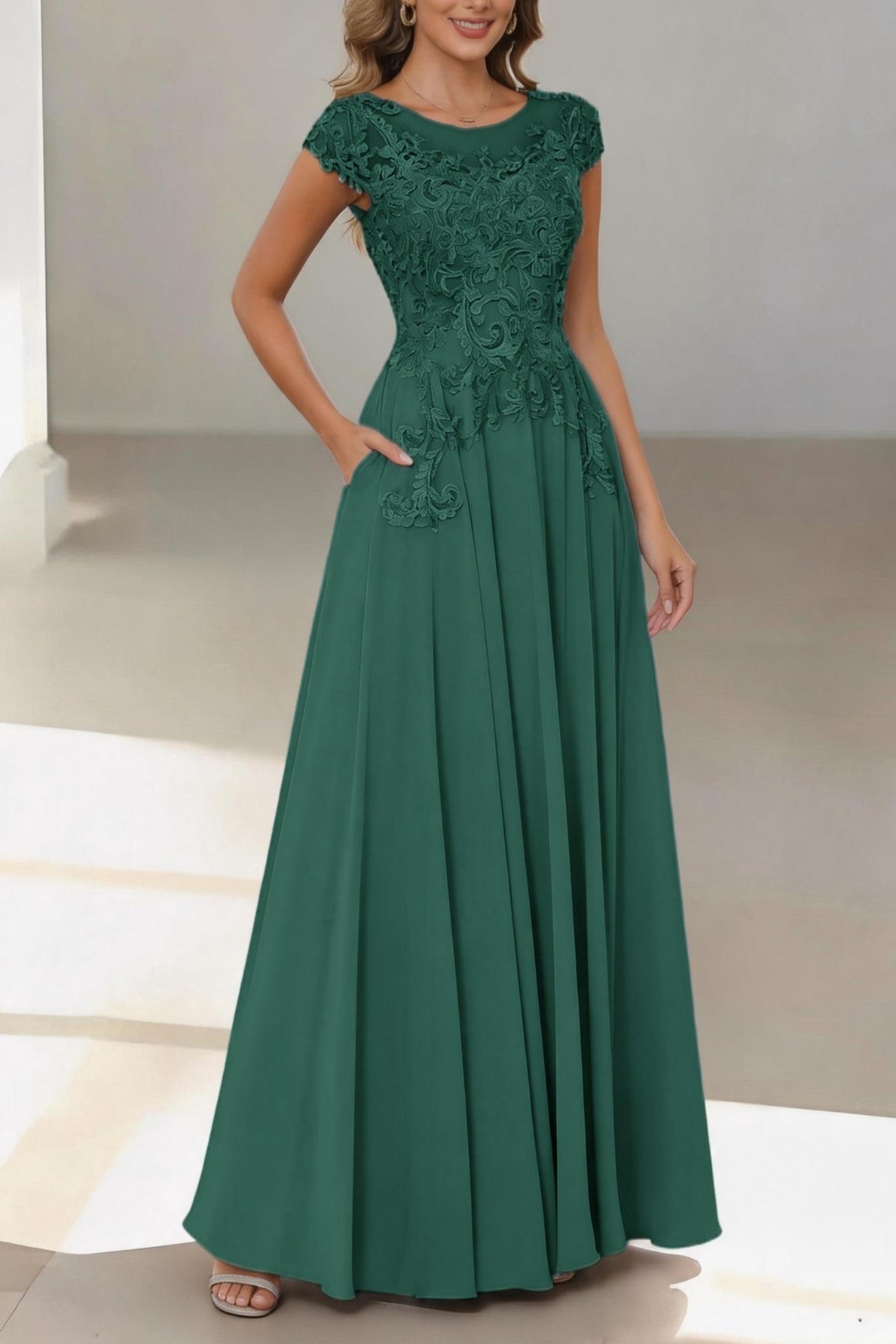 Elegant A Line Floor Length Chiffon Mother of the Bride Dress Mother of the Bride Dress