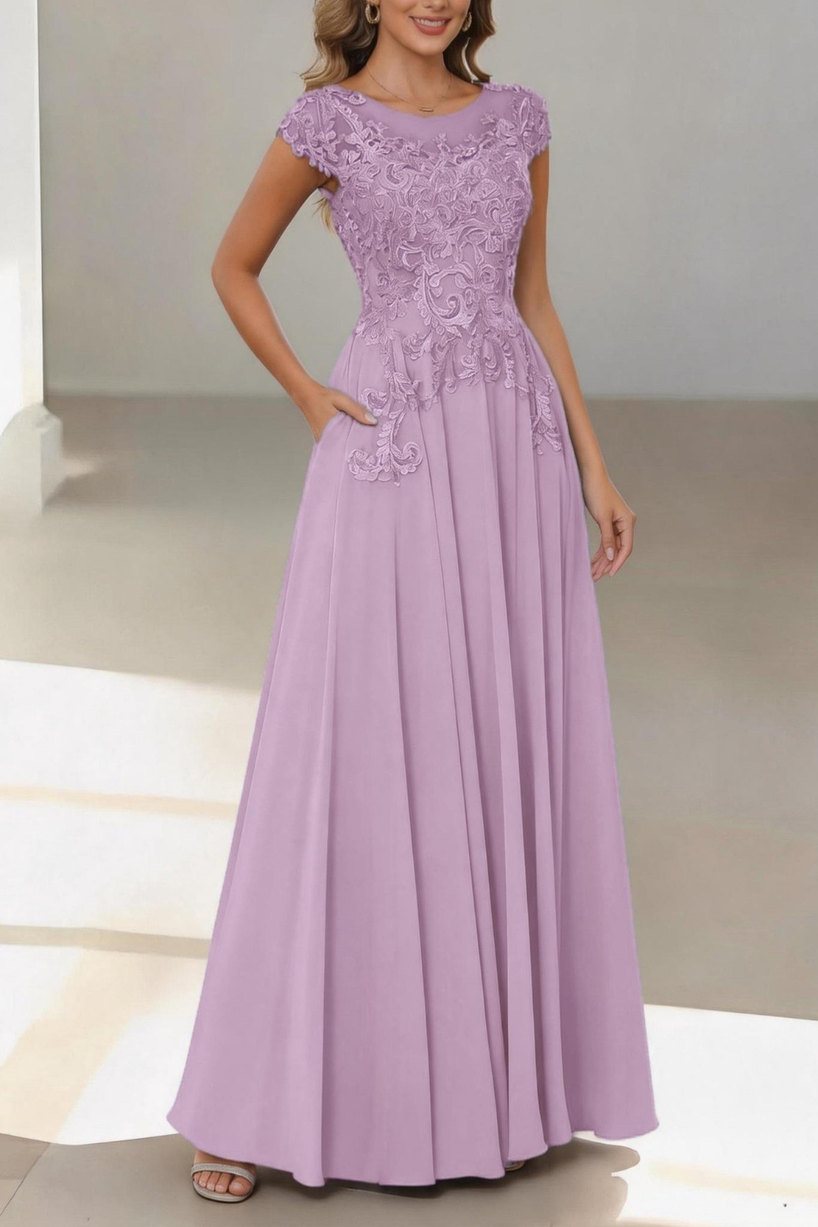 Elegant A Line Floor Length Chiffon Mother of the Bride Dress Mother of the Bride Dress