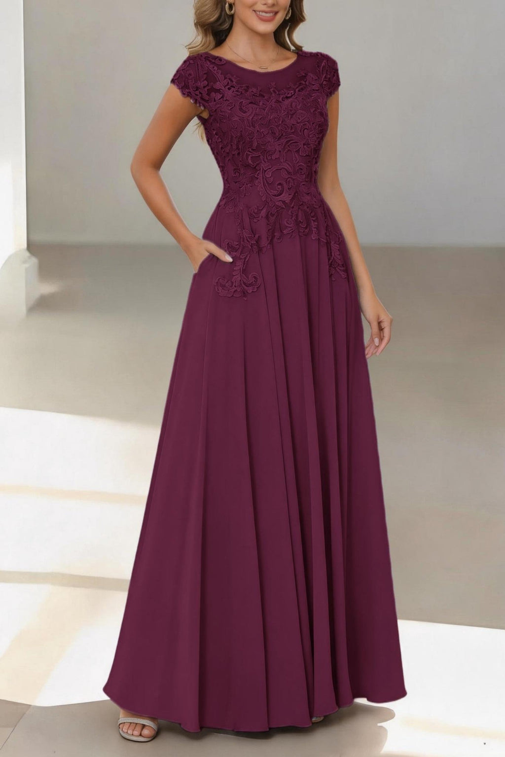 Elegant A Line Floor Length Chiffon Mother of the Bride Dress Mother of the Bride Dress