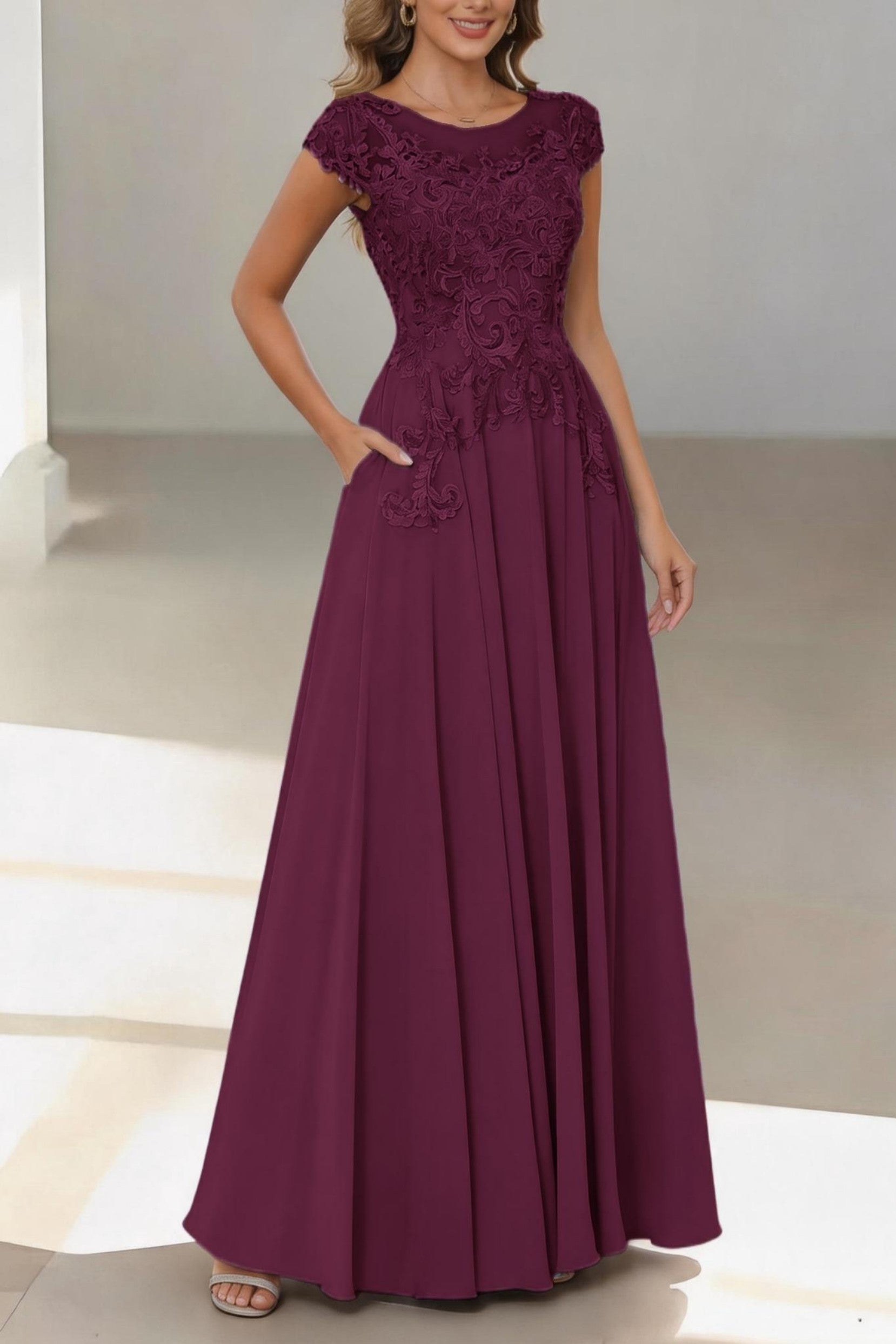 Elegant A Line Floor Length Chiffon Mother of the Bride Dress Mother of the Bride Dress