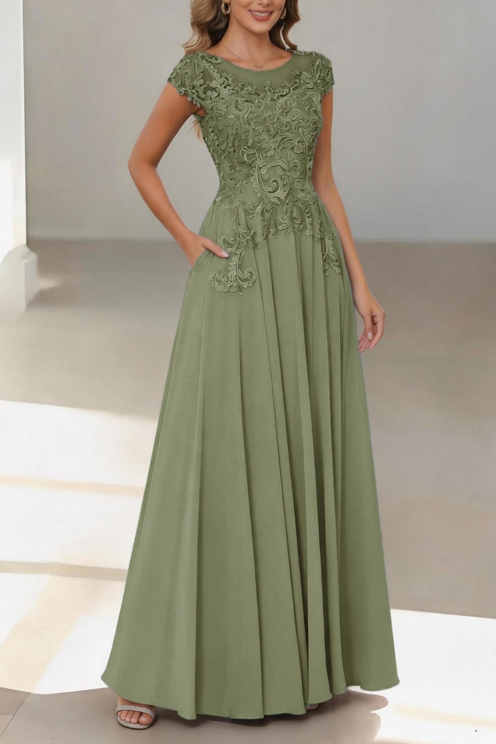 Elegant A Line Floor Length Chiffon Mother of the Bride Dress Mother of the Bride Dress