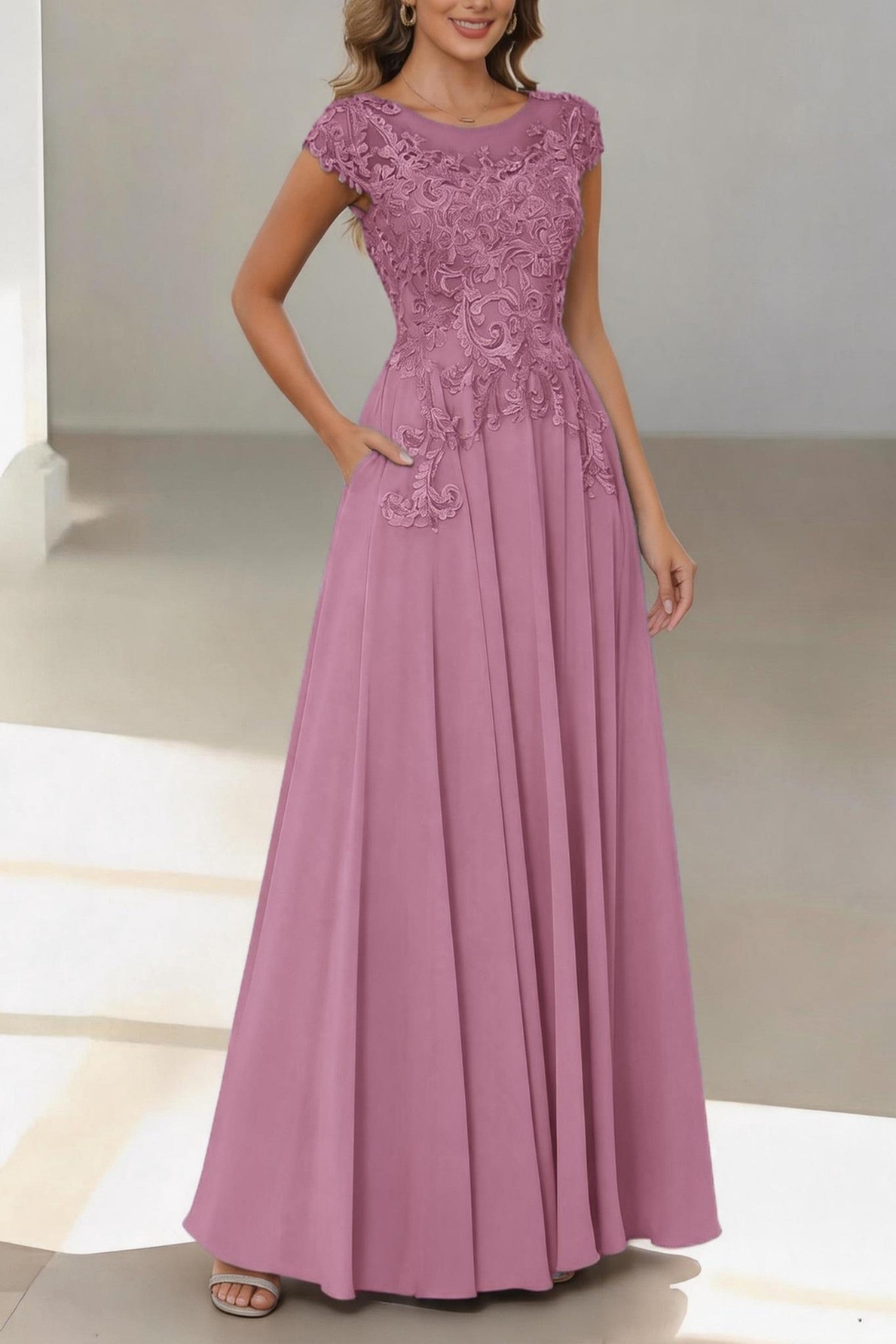 Elegant A Line Floor Length Chiffon Mother of the Bride Dress Mother of the Bride Dress