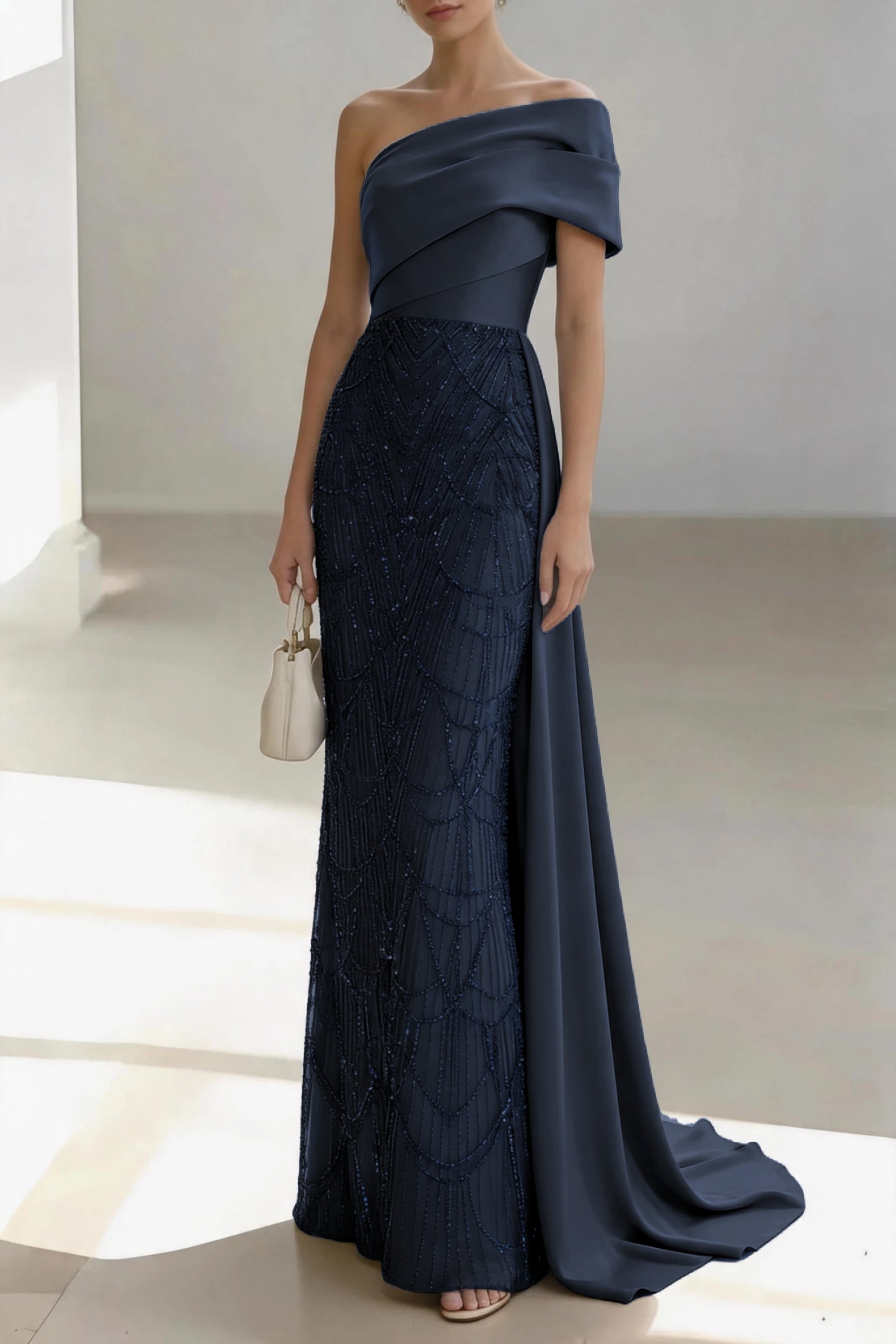 Elegant Sheath Column Floor Length Satin Mother of the Bride Dress Mother of the Bride Dress