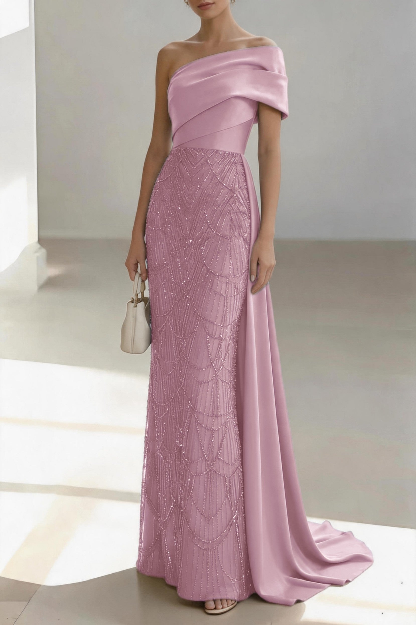 Elegant Sheath Column Floor Length Satin Mother of the Bride Dress Mother of the Bride Dress