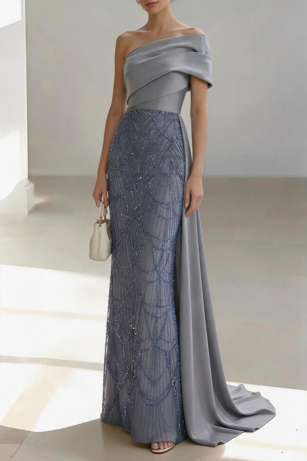 Elegant Sheath Column Floor Length Satin Mother of the Bride Dress Mother of the Bride Dress