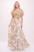 Elegant A Line Maxi Printed Chiffon Mother of the Bride Dress Mother of the Bride Dress