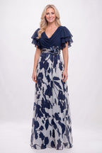 Elegant A Line Maxi Printed Chiffon Mother of the Bride Dress Mother of the Bride Dress