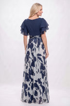 Elegant A Line Maxi Printed Chiffon Mother of the Bride Dress Mother of the Bride Dress