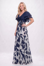 Elegant A Line Maxi Printed Chiffon Mother of the Bride Dress Mother of the Bride Dress