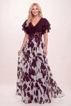 Elegant A Line Maxi Printed Chiffon Mother of the Bride Dress Mother of the Bride Dress
