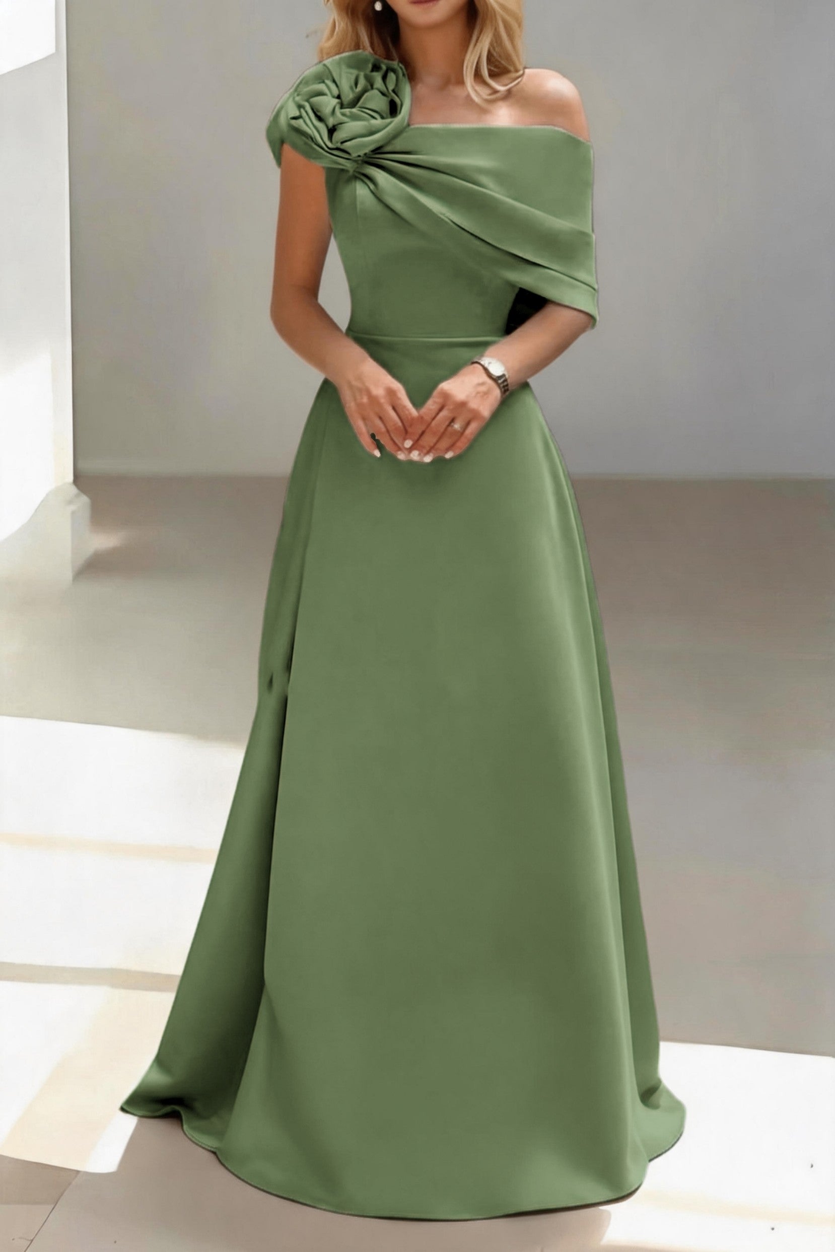 Elegant A Line Floor Length Satin Mother of the Bride Dress Mother of the Bride Dress