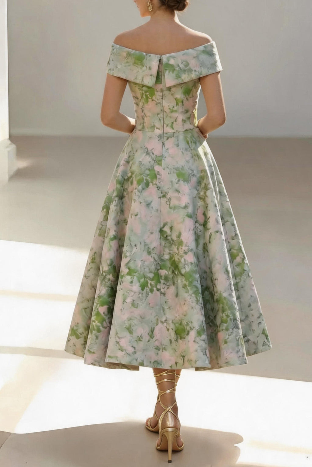 Elegant A Line Tea Length Jacquard Mother of the Bride Dress Mother of the Bride Dress