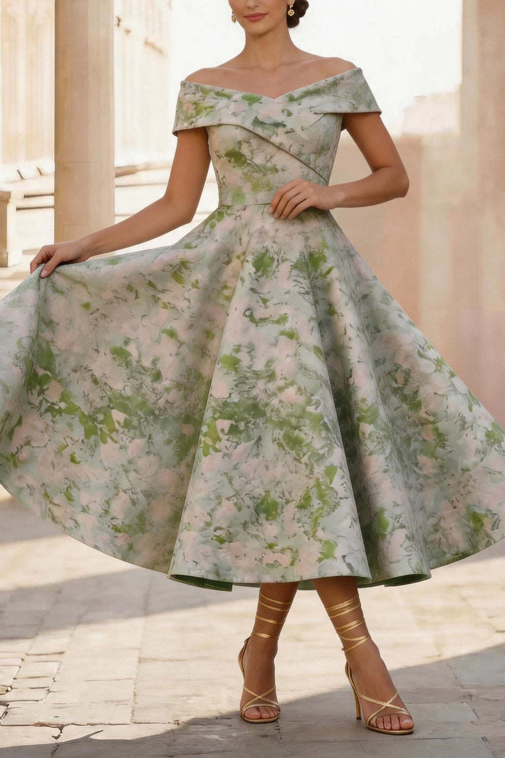 Elegant A Line Tea Length Jacquard Mother of the Bride Dress Mother of the Bride Dress