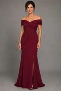Elegant Sheath Column Floor Length Chiffon Stretch Satin Mother of the Bride Dress Mother of the Bride Dress