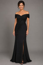 Elegant Sheath Column Floor Length Chiffon Stretch Satin Mother of the Bride Dress Mother of the Bride Dress