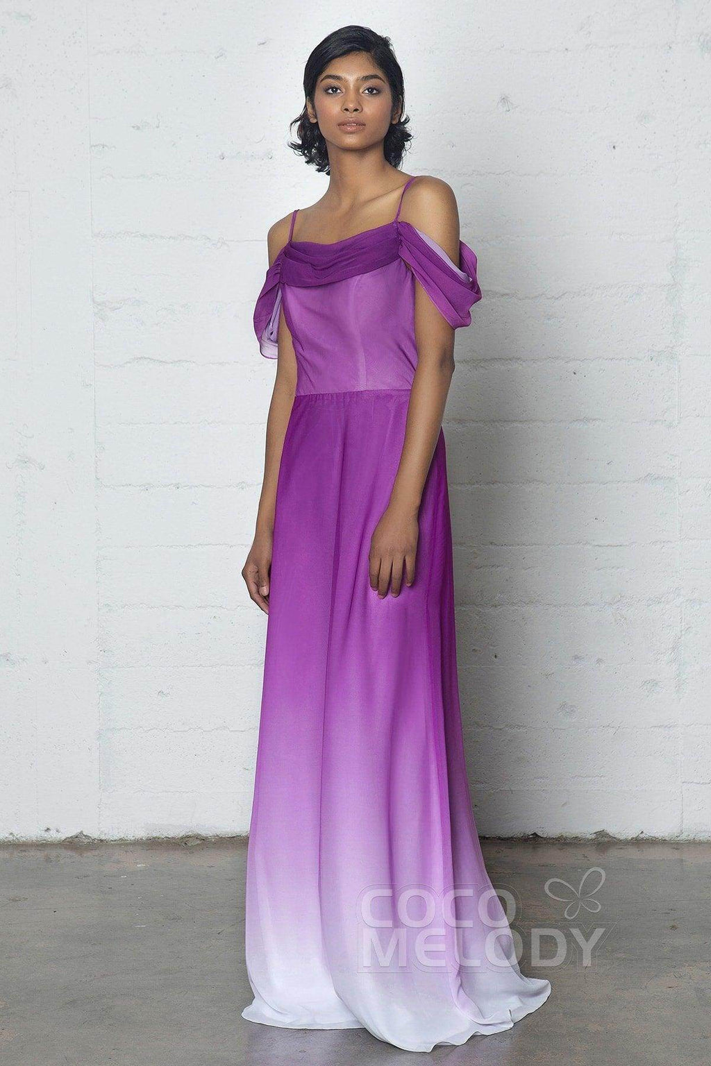 Elegant Sheath Column Floor Length Chiffon Ombre Dress COZF17012 Bridesmaid Dress