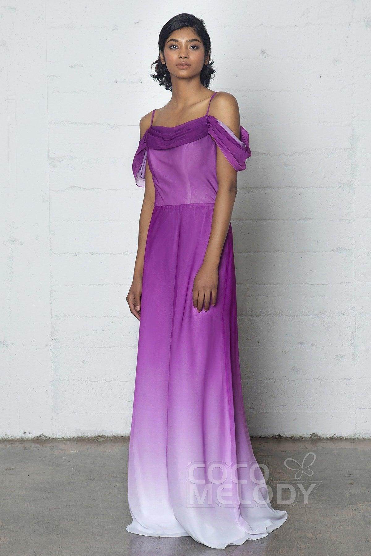 Elegant Sheath Column Floor Length Chiffon Ombre Dress COZF17012 Bridesmaid Dress