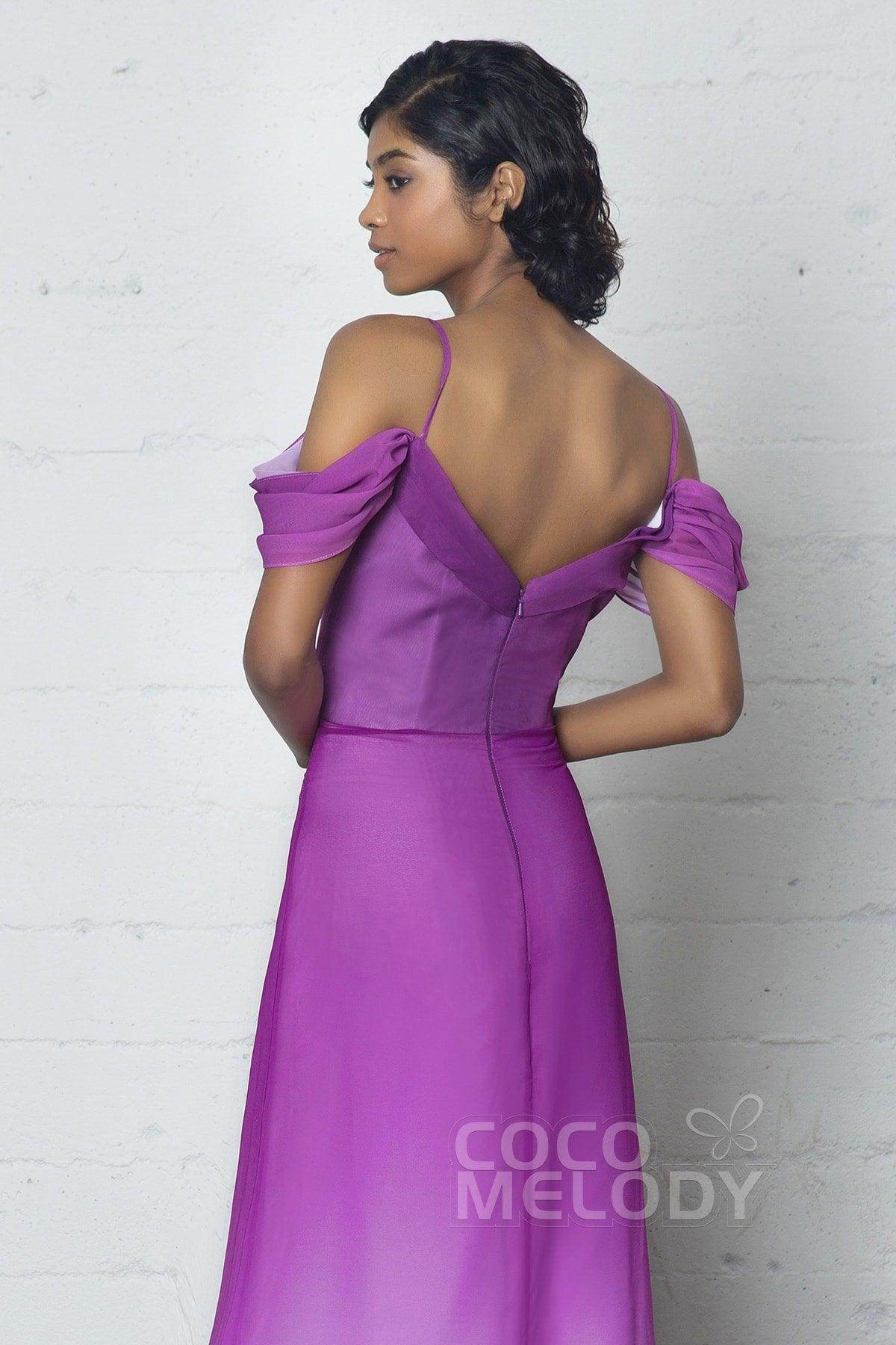 Elegant Sheath Column Floor Length Chiffon Ombre Dress COZF17012 Bridesmaid Dress