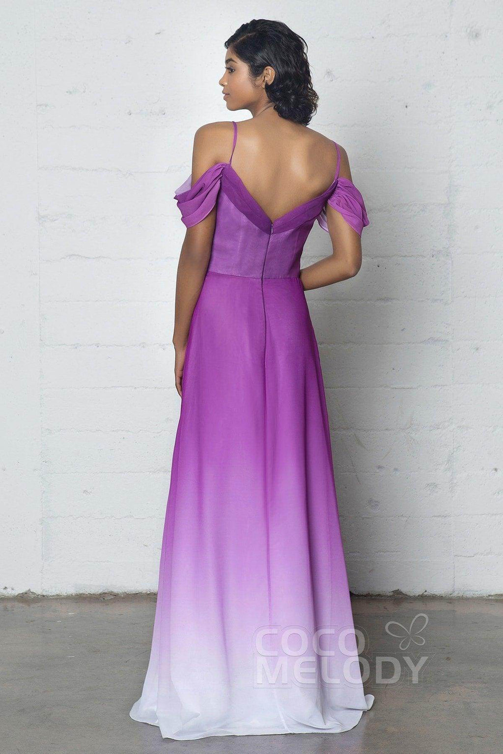 Elegant Sheath Column Floor Length Chiffon Ombre Dress COZF17012 Bridesmaid Dress