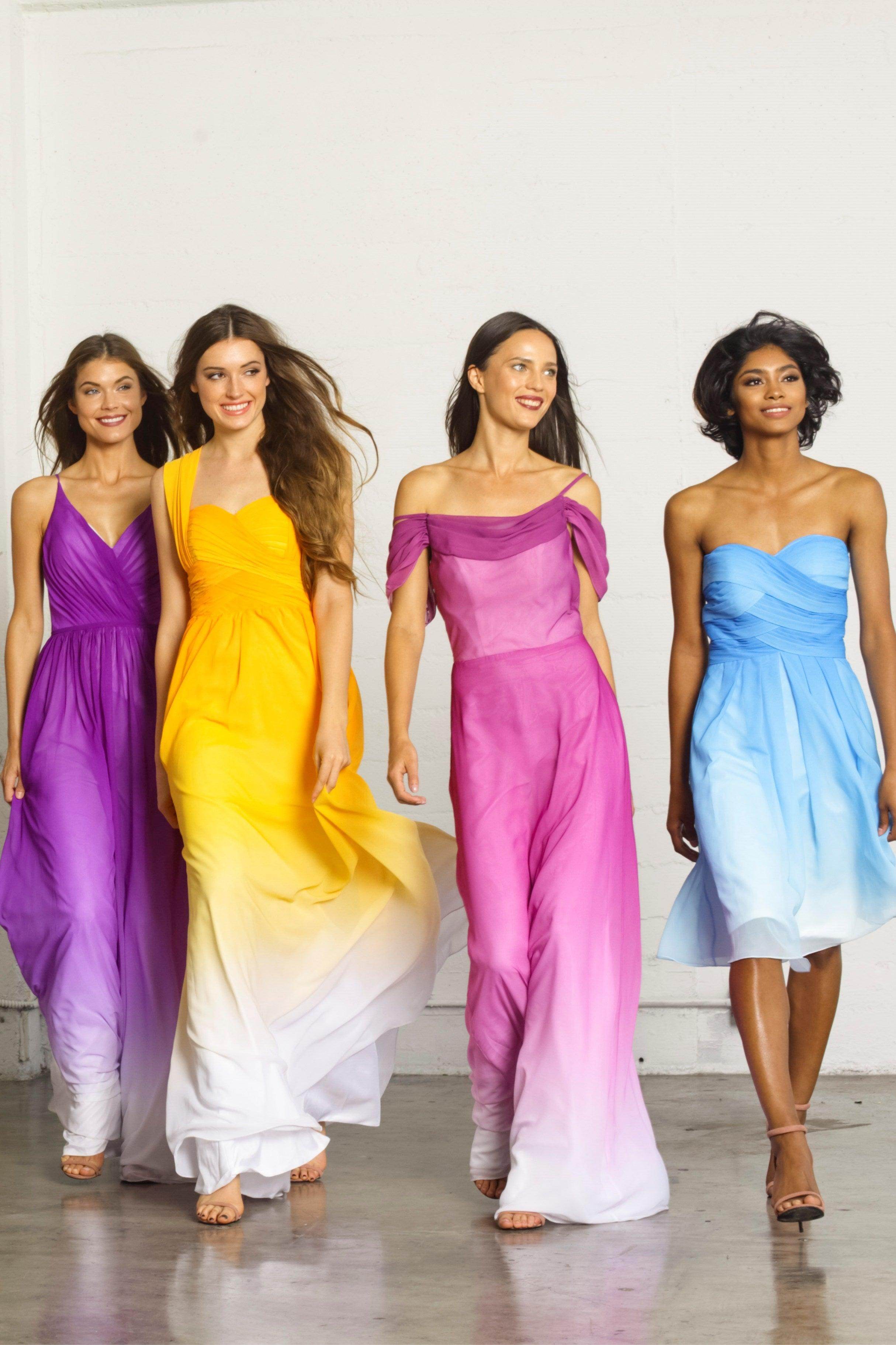 Elegant Sheath Column Floor Length Chiffon Ombre Dress COZF17012 Bridesmaid Dress