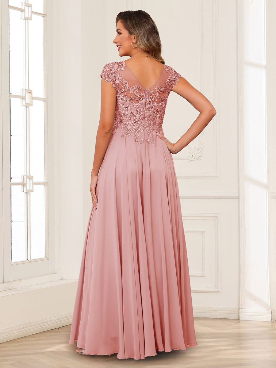 Tessa June Dusty Rose back view mother of the bride dress