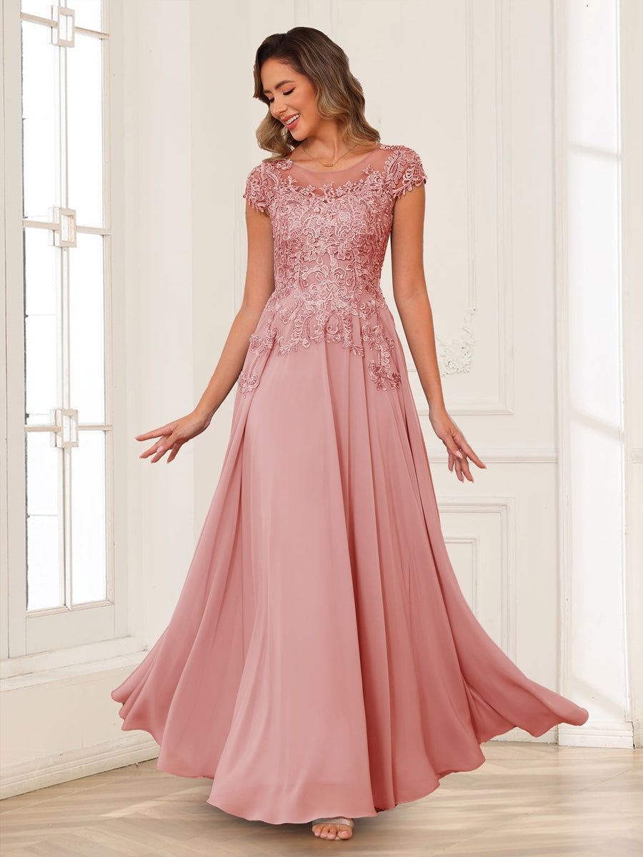 Tessa June Dusty Rose hem detail mother of the bride dress