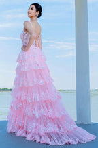 Elegant Ball Gown Sweep Brush Train Tulle Prom Dress for Prom