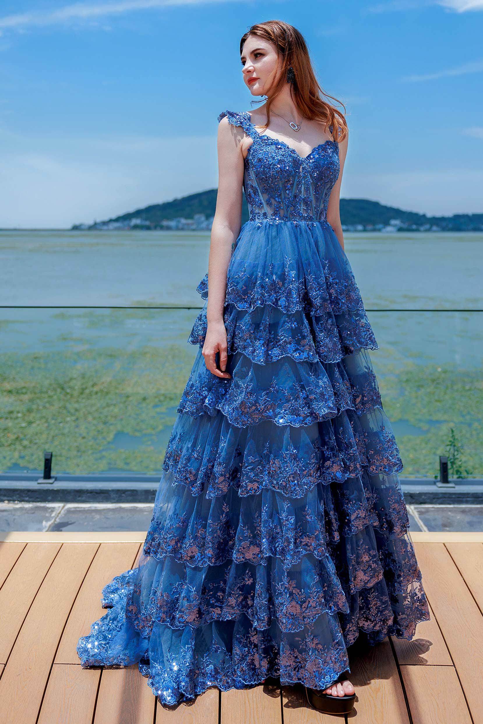 Elegant Ball Gown Sweep Brush Train Tulle Prom Dress for Prom
