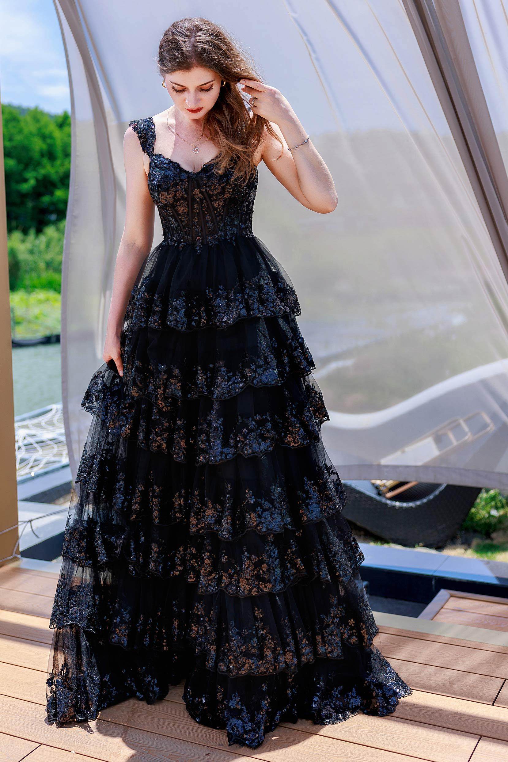 Elegant Ball Gown Sweep Brush Train Tulle Prom Dress for Prom