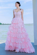 Elegant Ball Gown Sweep Brush Train Tulle Prom Dress for Prom