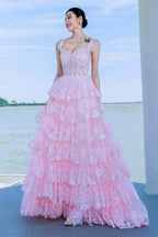 Elegant Ball Gown Sweep Brush Train Tulle Prom Dress for Prom