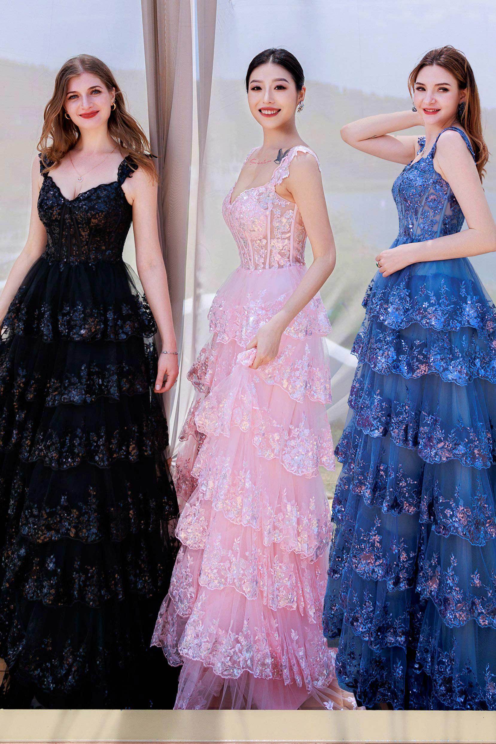 Elegant Ball Gown Sweep Brush Train Tulle Prom Dress for Prom