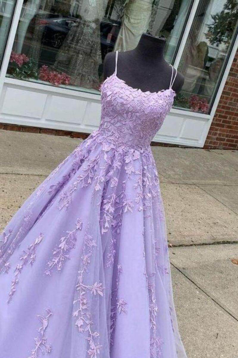 Elegant A Line Sweep Brush Train Tulle Prom Dress for Prom