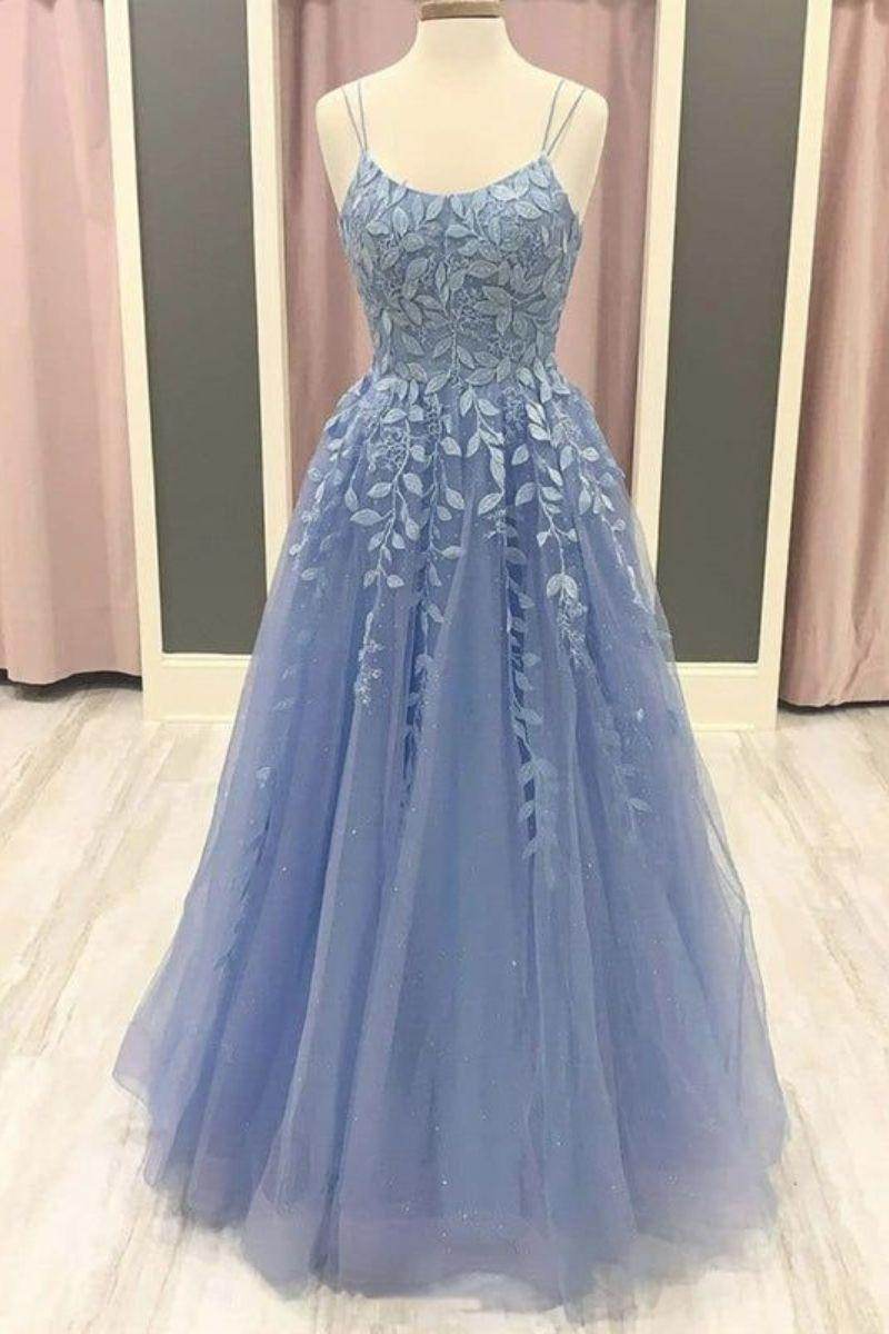 Elegant A Line Sweep Brush Train Tulle Prom Dress for Prom