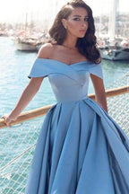 Elegant A Line Court Train Satin Prom Dress for Prom