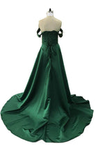 Elegant A Line Chapel Train Satin Prom Dress for Prom