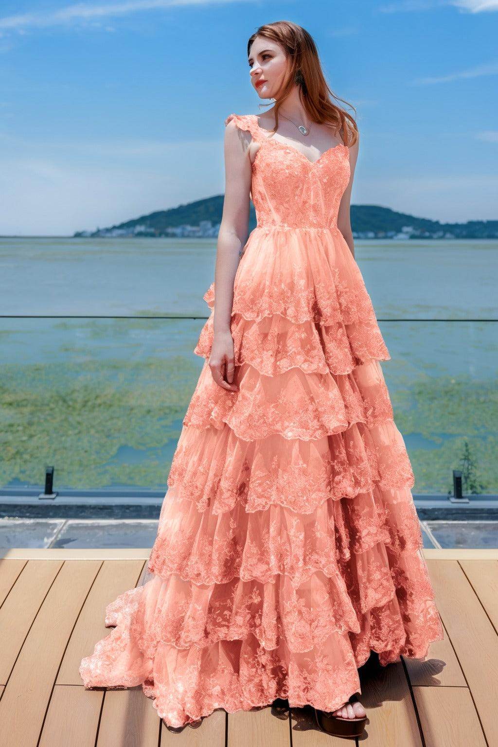 Elegant Ball Gown Sweep Brush Train Tulle Prom Dress for Prom