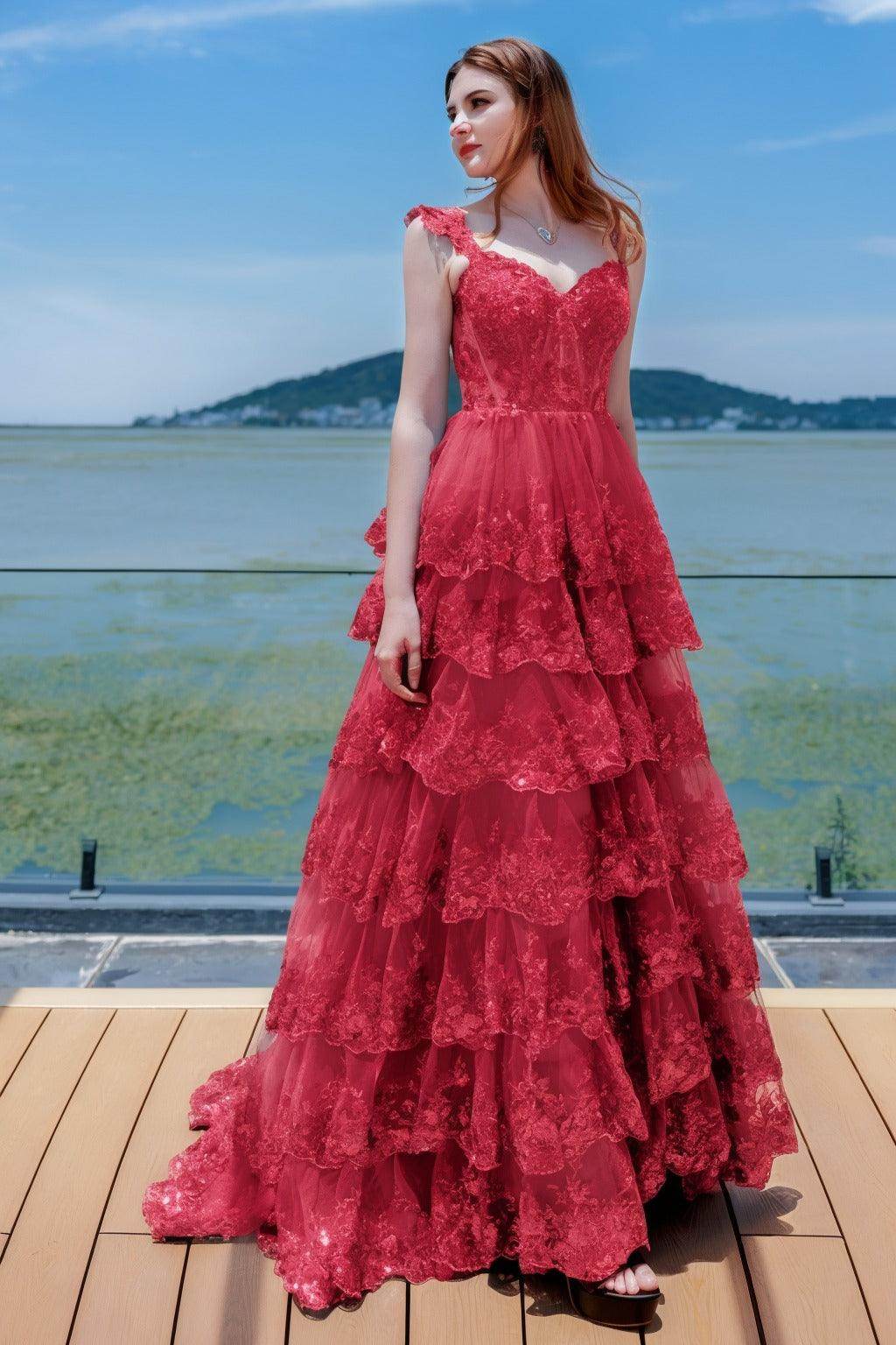 Elegant Ball Gown Sweep Brush Train Tulle Prom Dress for Prom
