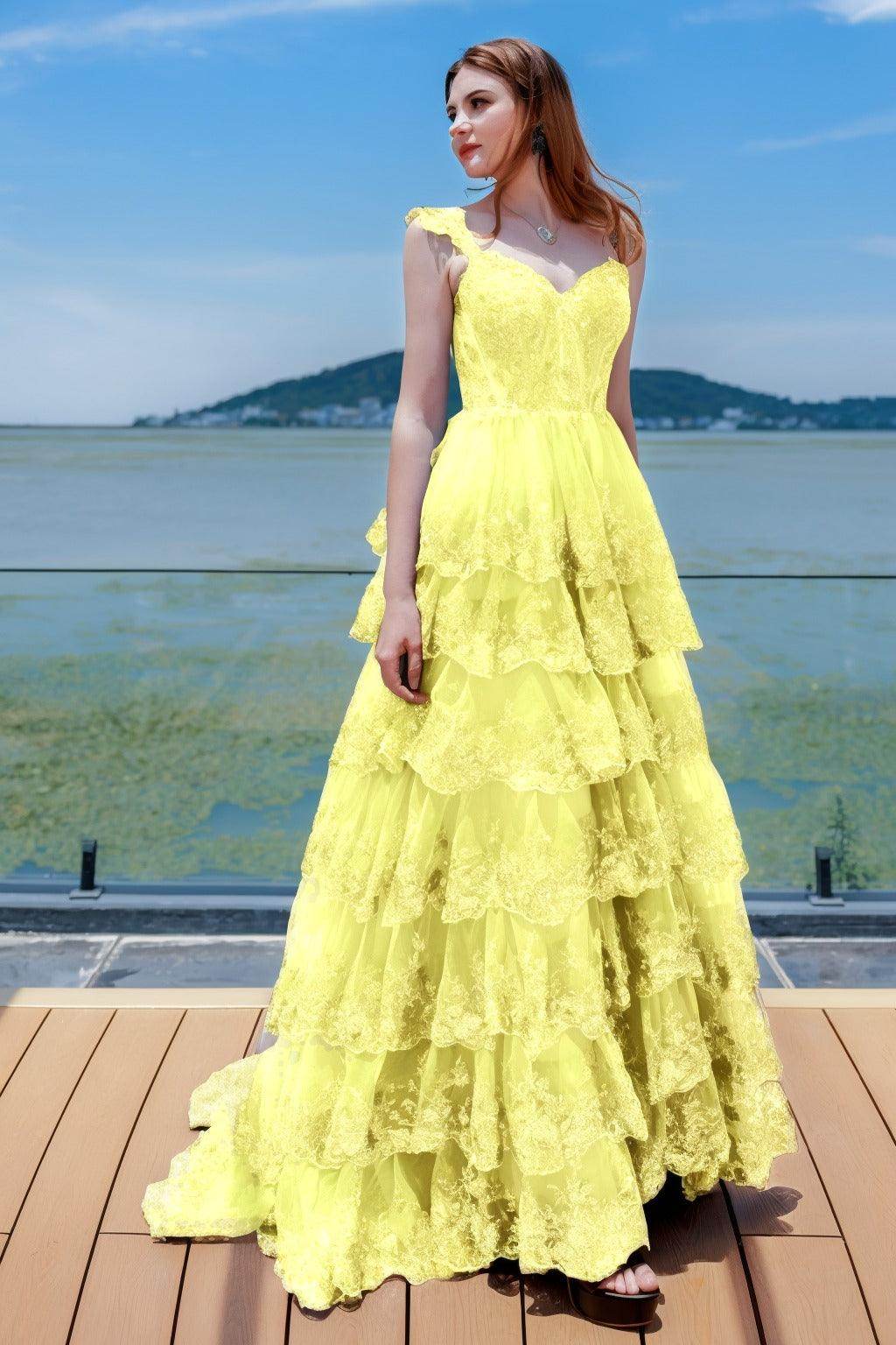 Elegant Ball Gown Sweep Brush Train Tulle Prom Dress for Prom