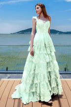 Elegant Ball Gown Sweep Brush Train Tulle Prom Dress for Prom