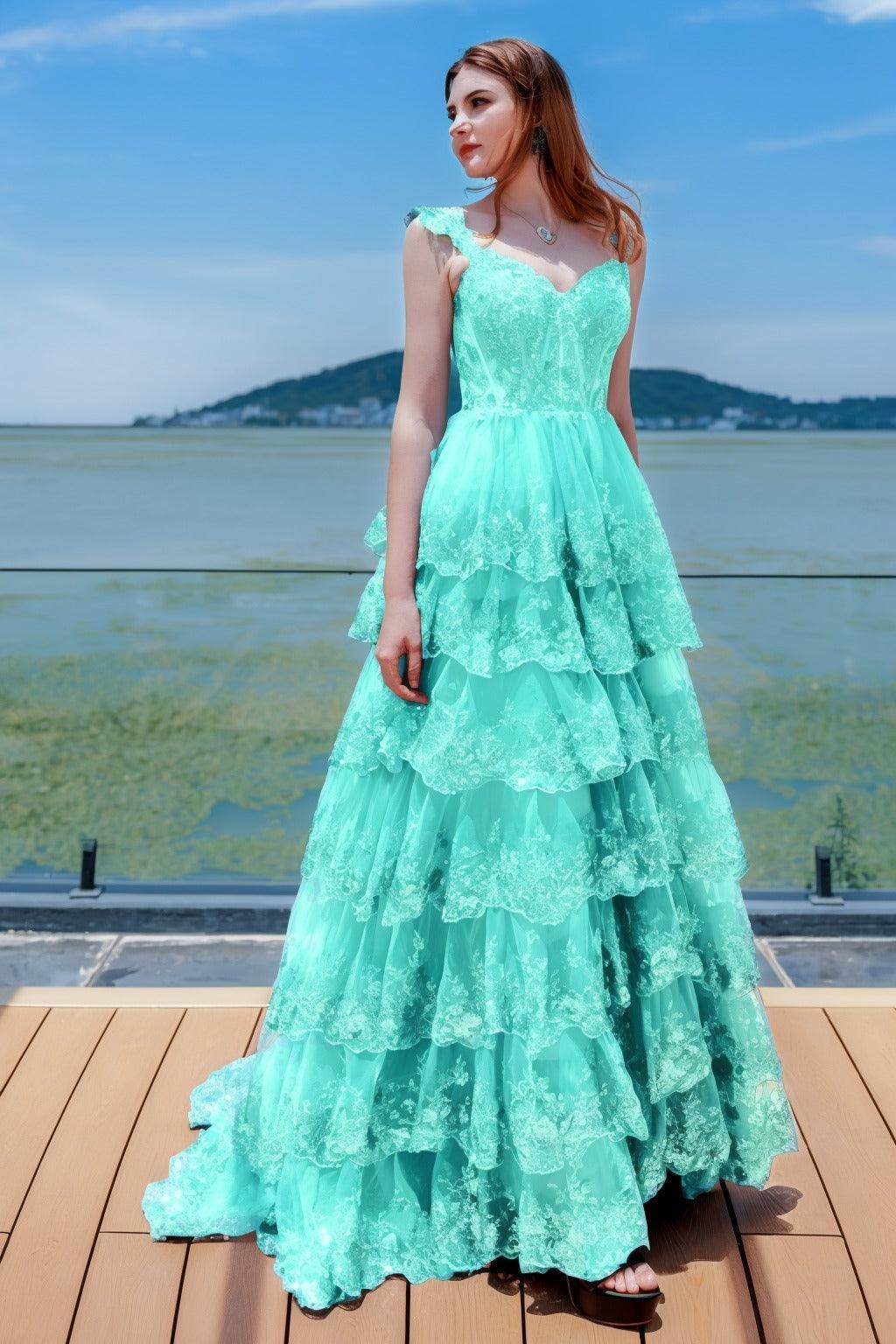 Elegant Ball Gown Sweep Brush Train Tulle Prom Dress for Prom