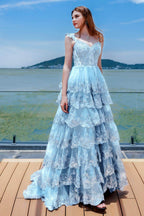 Elegant Ball Gown Sweep Brush Train Tulle Prom Dress for Prom