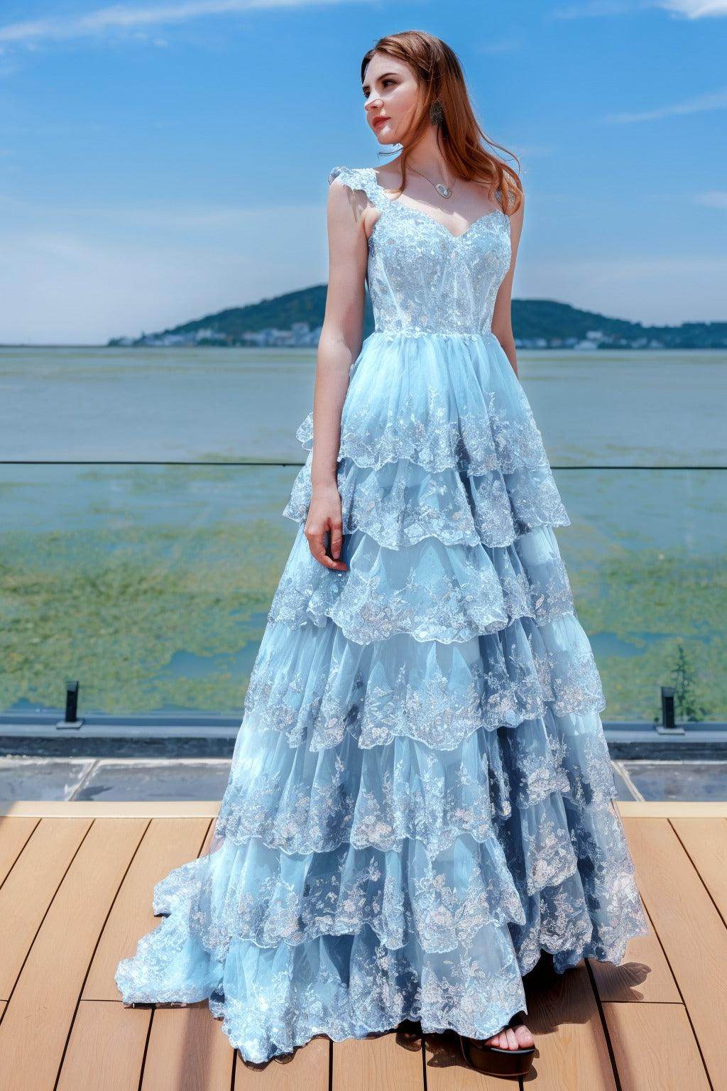 Elegant Ball Gown Sweep Brush Train Tulle Prom Dress for Prom