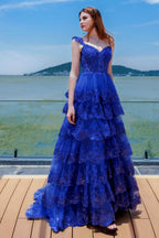 Elegant Ball Gown Sweep Brush Train Tulle Prom Dress for Prom