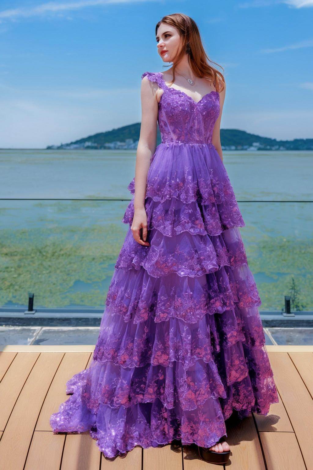 Elegant Ball Gown Sweep Brush Train Tulle Prom Dress for Prom