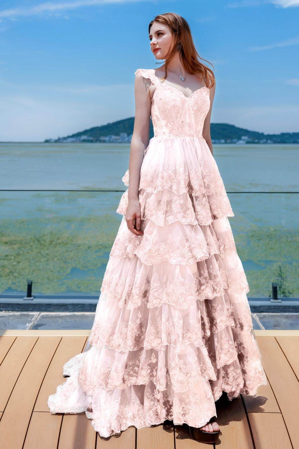 Elegant Ball Gown Sweep Brush Train Tulle Prom Dress for Prom
